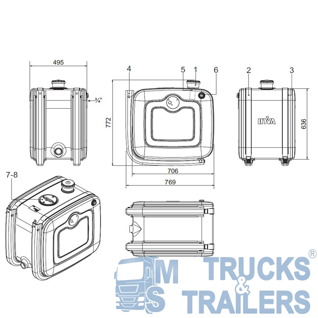 Маслен резервоар HYVA 200л АЛУМИНИЕВ 14018274 - ms-trucks.eu